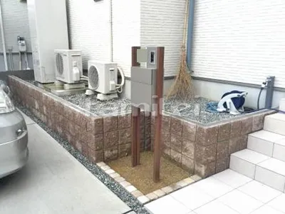 玄関まわり 機能門柱 LIXILリクシル ファンクションユニット ウィルモダン TOEXトエックス ピンコロ石囲い 土留め化粧ブロック ユニソン シャモティ