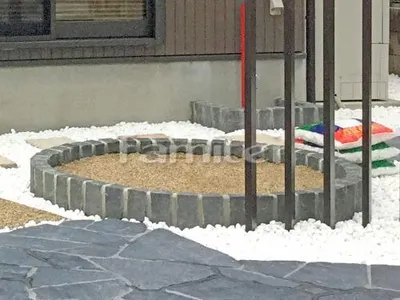 ピンコロ石花壇 黒 サークルデザイン