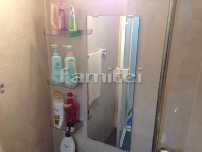 タテ長ミラー+収納棚180W(クリア)(3段)