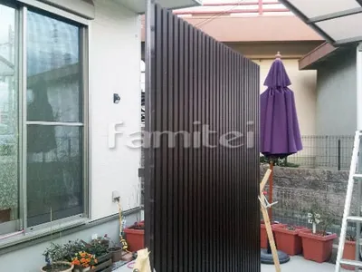 木製調目隠しフェンス塀 格子ウッド プランパーツ アルミ角材 木目調ウォール 角柱 2セット