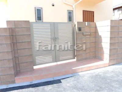 玄関まわり 門袖 化粧ブロック 久保田セメント CBセレクト ブラウン 門扉 LIXILリクシル ライシス3型 08-14 両開き TOEXトエックス