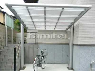 カーポート 三協アルミ 4G(フォーグ) 1台用(単棟) F型フラット屋根 後柱仕様