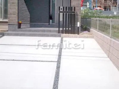 玄関アプローチ 土間コンクリート 砂利目地