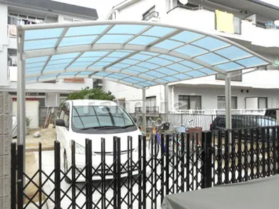 カーポート YKKAP レイナポートグラン 横2台用(ワイド ツイン) R型アール屋根