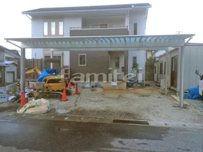 木製調カーポート YKKAP エフルージュグラン 積雪50cm対応 横3台用(ワイド トリプル) F型フラット屋根