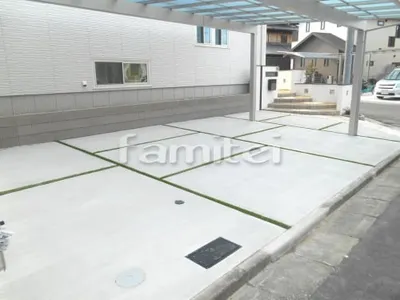 駐車場ガレージ床 土間コンクリート 本物そっくり人工芝目地