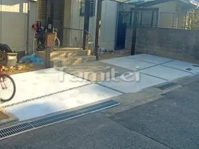 駐車場ガレージ床 土間コンクリート バラス砕石目地