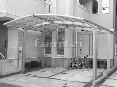 カーポート プライスポート 横2台用(ワイド ツイン) R型アール屋根 M合掌 奥行き違い