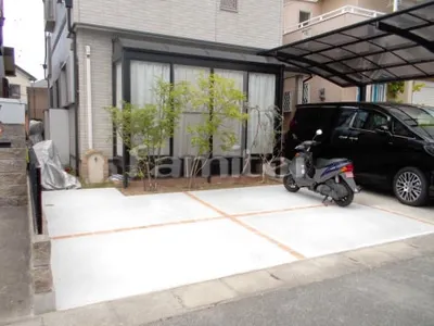 駐車場ガレージ増設拡張 土間コンクリート レンガ目地