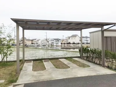 カーポート LIXILリクシル ネスカF 横2台用(ワイド ツイン) F型フラット屋根 特殊加工 斜めカット