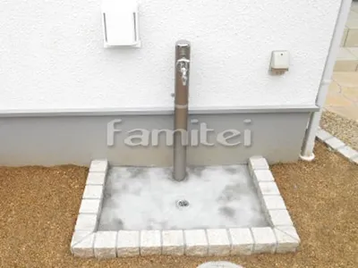 ピンコロ囲い水受け(パン) 土間モルタル仕上げ 洗い場