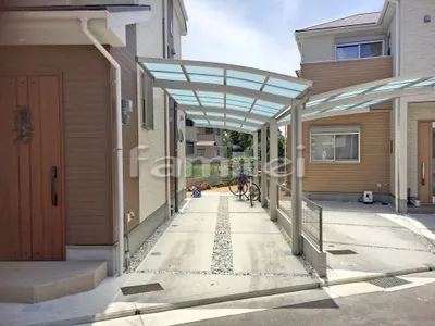 カーポート YKKAP レイナポートグラン 縦2台用(縦連棟) R型アール屋根 水平式物干し