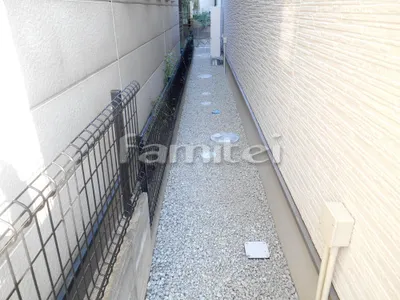 犬走り 防犯砂利敷き バラス砕石 防草シート加工