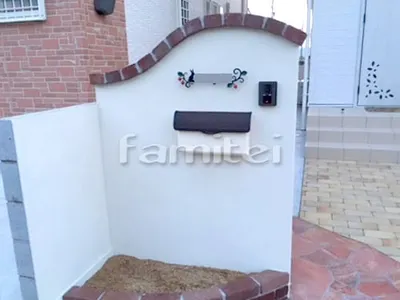 洋風門柱 塗り壁 四国化成 パレットHG塗装 レンガ笠木 東洋工業TOYO オルダブリック ペインターブラウン 郵便受けポスト ディーズガーデン スタッコ-U 埋め込み式