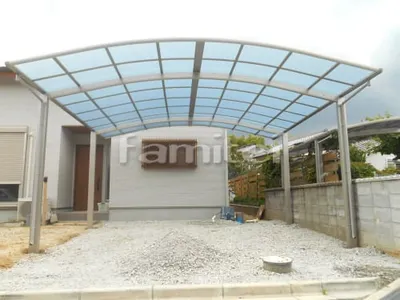 カーポート YKKAP レイナポートグラン 横2台用(ワイド ツイン) R型アール屋根