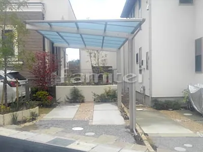 カーポート YKKAP エフルージュグラン 1台用(単棟) F型フラット屋根 特殊加工 斜めカット