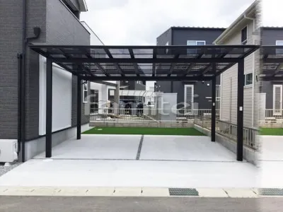 カーポート LIXILリクシル ネスカF 横2台用(ワイド ツイン) F型フラット屋根 土間コンクリート