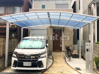 カーポート LIXILリクシル ネスカR 横2台用(ワイド ツイン) R型アール屋根