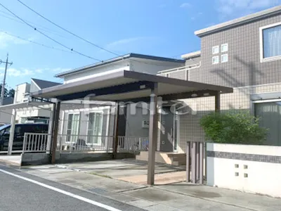 積雪カーポート YKKAP 木製調レオンポートneo 積雪50cm対応 折板屋根 横2台用(ワイド ツイン) F型フラット屋根 既存カーポート撤去