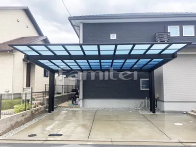 カーポート YKKAP エフルージュEX 後柱仕様 横2台用(ワイド ツイン) F型フラット屋根