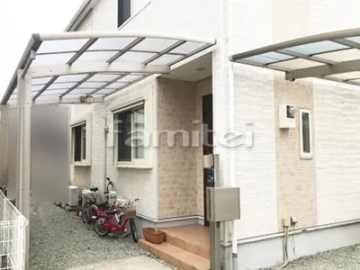 カーポート YKKAP レイナポートグラン 1台用(単棟) R型アール屋根 着脱式サポート柱