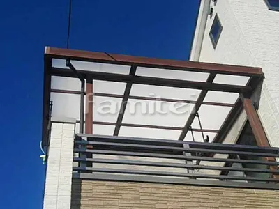 フル木製調ベランダ屋根 LIXILリクシル シュエット 2階用 F型フラット屋根 物干し