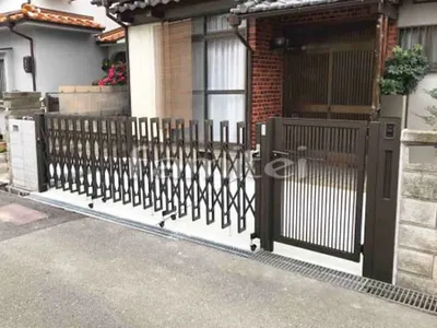 玄関門扉 LIXILリクシル プレスタ2型 細たて桟 08-12 片開き 機能門柱 ウィルモダンスリム