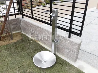 立水栓 ユニソン スプレスタンド60 蛇口2個付き 水受け(パン) ユニソン シャインポット