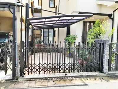 伸縮門扉 四国化成 バリューアコーA2型 ペットガード 片開きタイプ アコーディオンゲート 既存ゲート解体撤去