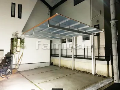 カーポート 三協アルミ 木製調 ニューマイリッシュ 1台用(単棟) F型フラット屋根 物干し