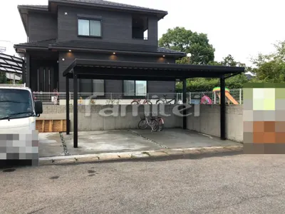 積雪カーポート YKKAP レオンポートneo 積雪50cm対応 折板屋根 横2台用(ワイド ツイン) F型フラット屋根