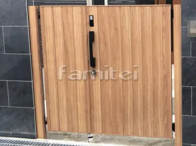 玄関門扉 LIXILリクシル 開き門扉 木製調AA YM1型 1400-05・09 親子両開き