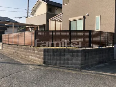 ブロック塀 （化粧ブロック） ユニソン シャモティ  アルミ形材 フェンス LIXIL AB YS1型 横スリット1 