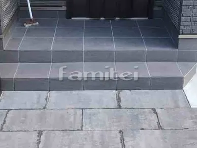 アプローチ階段1段追加 LIXILリクシル アレス 平 隅切り CBブロック積み