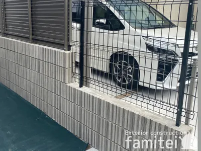 境界フェンス塀 メッシュフェンス LIXILリクシル ハイグリッドフェンスUF8型 化粧ブロック ユニソン アルタ