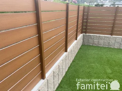 人工木・樹脂 フェンス（木調） F＆F マイティウッド ベーシック極 目隠し 木調・ラティス 樹脂 ブロック塀 （化粧ブロック） ユニソン シャモティ 