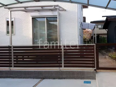 アルミ形材 フェンス YKKAP 木製調ルシアスYS3F型 横スリット 目隠し 木調・ラティス