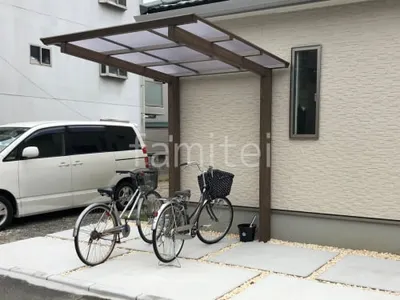 サイクルポート 自転車バイク屋根 タカショー フル木製調 アートポート フラット屋根