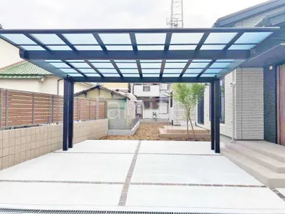 駐車場ガレージ床 土間コンクリート レンガ目地 ソイルレンガ