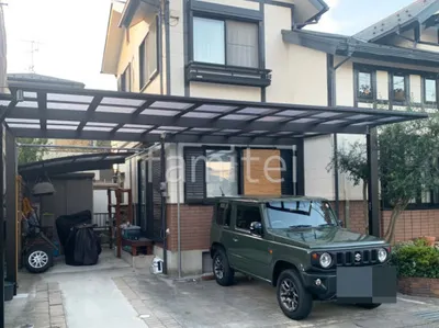 カーポート２台(ワイド) ツイン YKKAP エフルージュ FIRST フラット屋根