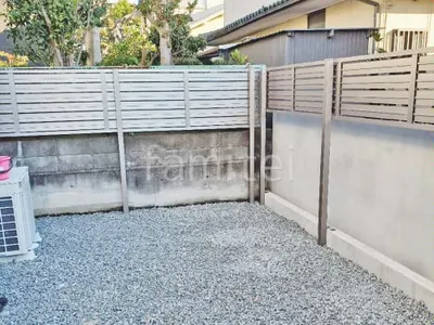 アルミ形材 フェンス LIXIL AB YS3型 横スリット3 2段柱 60角 上段のみ 目隠し