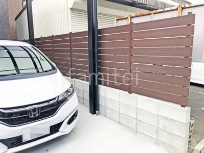 ブロック塀 （化粧ブロック） 太陽エコブロックス 普通CB  人工木・樹脂 フェンス（木調） F＆F マイティウッド ベーシック極 目隠し 木調・ラティス 樹脂