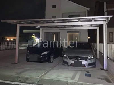 カーポート２台(ワイド) ツイン YKKAP エフルージュ FIRST フラット屋根