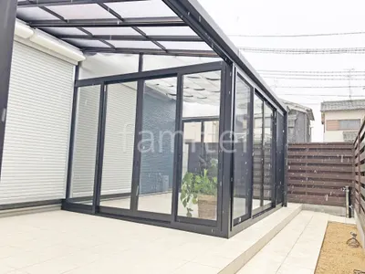 引き戸 樹脂デッキ サンルーム(テラス囲い) YKKAP 木製調 ソラリアF フラット屋根