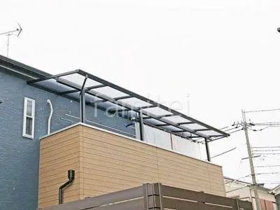 2階ベランダ屋根 連棟 YKKAP ソラリアF フラット屋根 スタンダード 壁付