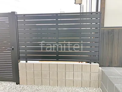 ブロック塀 (化粧ブロック) ユニソン シルマ アルミ形材 フェンス LIXIL AB YS3型 横スリット3 目隠し