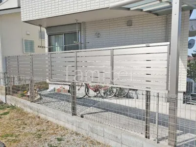 アルミ形材 フェンス LIXIL AB YS3型 横スリット3 2段柱 60角 上段のみ 目隠し