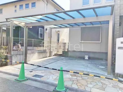 カーポート２台(ワイド) ツイン 三協アルミ スカイリード 奥行勾配 両側支持 フラット屋根