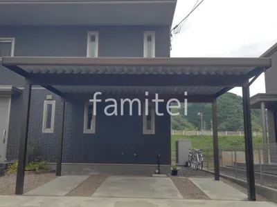 カーポート２台(ワイド) ツイン YKKAP ジーポートPro 積雪100cm対応 フラット屋根 折板屋根