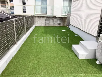 アルミ形材 フェンス LIXIL AB YS3型 横スリット3 目隠し 人工芝 防草シート加工 ヨシミツ毛織 リアル人工芝 35mm ブロック塀 (化粧ブロック) 太陽エコブロックス 普通CB